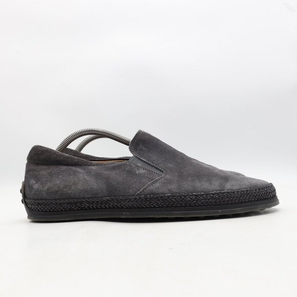 Tod's Espadrilles Gray Suede Shoes Men's Size UK 8.5 Slip On Comfort Loafer - Picture 1 of 11